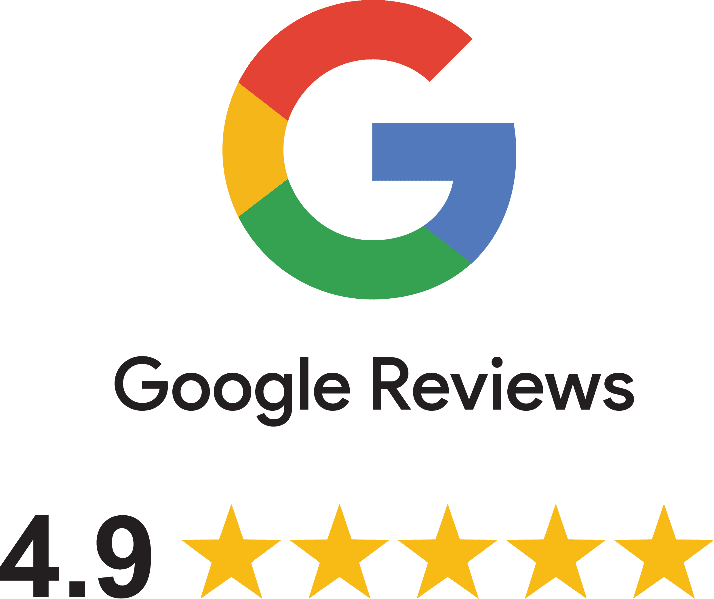 4.9 star google reviews